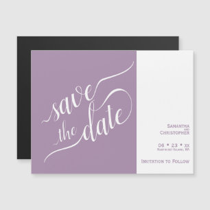 Invitación Magnética La caligrafía moderna La boda de Lavanda Salvar la