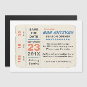 Invitación Magnética La estrella del deporte Mitzvah salva la fecha azu