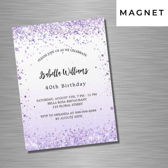 Invitación Magnética La lavanda violeta de cumpleaños desencadena la es (Subido por el creador)