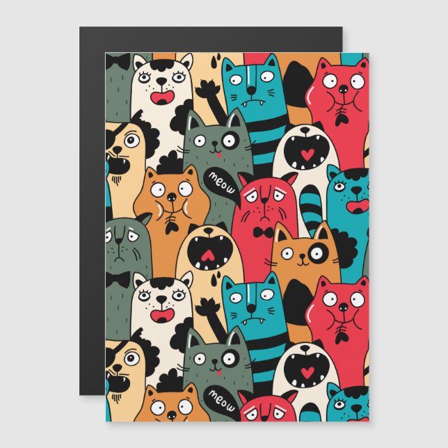 Invitación Magnética La multitud de gatos (Anverso/Reverso)