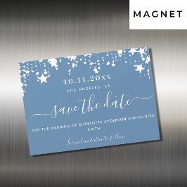 Invitación Magnética La polvorienta boda de estrellas blancas azules sa