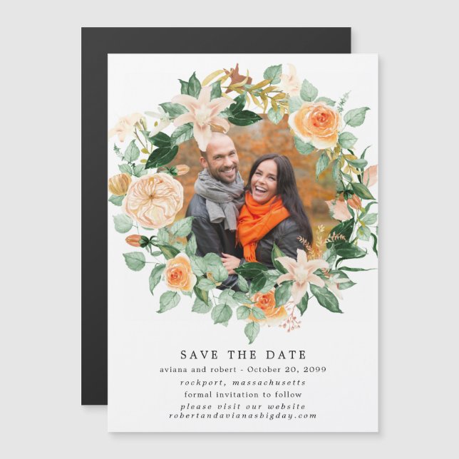 Invitación Magnética La Rustica Boda De Fotografía De Otoño De Otoño Sa (Anverso/Reverso)
