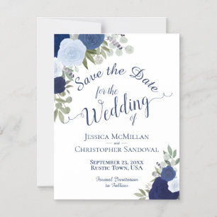 Invitación Magnética La rústica boda floral de Boho azul salva la fecha