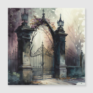 Invitación Magnética La serie de puertas de cementerio góticas diseño 1