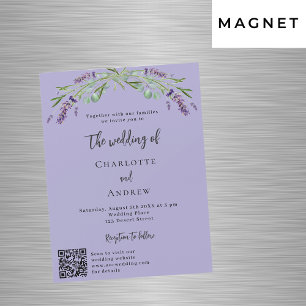 Invitación Magnética La vegetación violeta de Lavender QR detalles boda