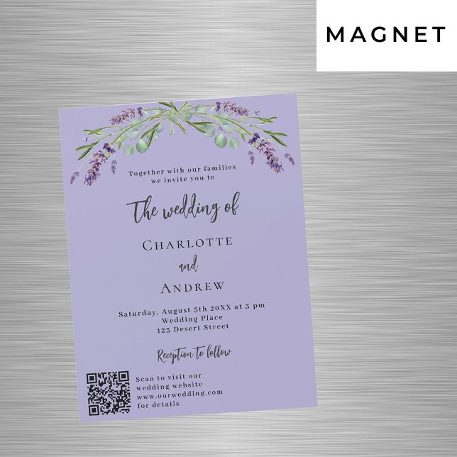 Invitación Magnética La vegetación violeta de Lavender QR detalles boda (Subido por el creador)