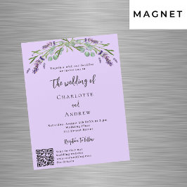 Invitación Magnética La vegetación violeta de Lavender QR detalles boda