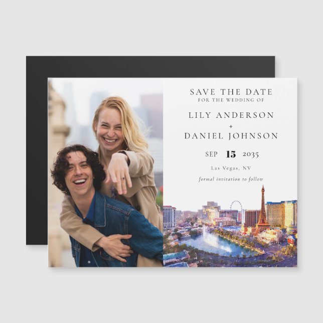 Invitación Magnética Las Vegas Photo Wedding Save The Date (Anverso/Reverso)