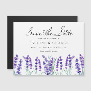 Invitación Magnética Lavanda acuarela Flor Floral Guardar fecha