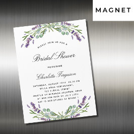 Invitación Magnética Lavender eucalipto floral ducha de novia de lujo