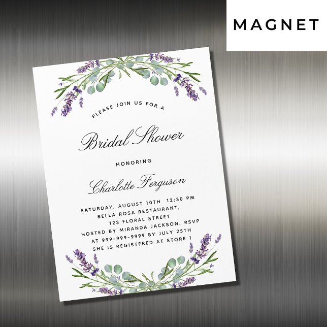 Invitación Magnética Lavender eucalipto floral ducha de novia de lujo (Subido por el creador)