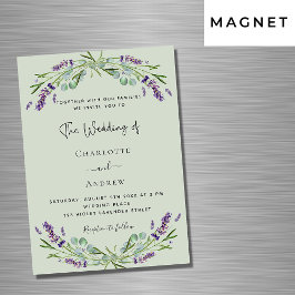 Invitación Magnética Lavender eucalipto sage boda de lujo verde