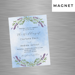 Invitación Magnética Lavender eucalipto verde boda de lujo azul
