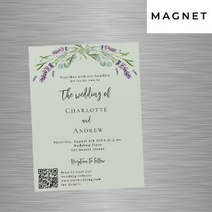 Invitación Magnética Lavender violeta verde QR detalles boda de lujo