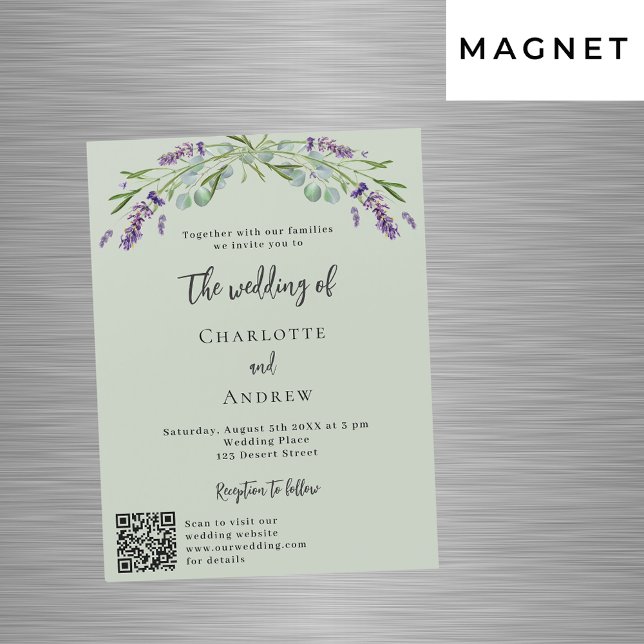 Invitación Magnética Lavender violeta verde QR detalles boda de lujo (Subido por el creador)