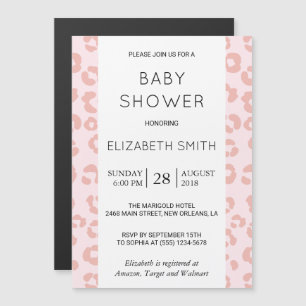 Invitación Magnética Leopard Print, Spots, Pink Leopard, Baby Shower