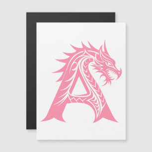 Invitación Magnética Letra A de estilo dragón, alfabeto de dragón, mono