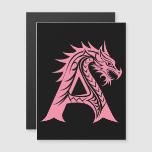 Invitación Magnética Letra A de estilo dragón, alfabeto de dragón, mono
