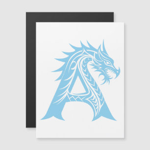 Invitación Magnética Letra A de estilo dragón, alfabeto de dragón, mono