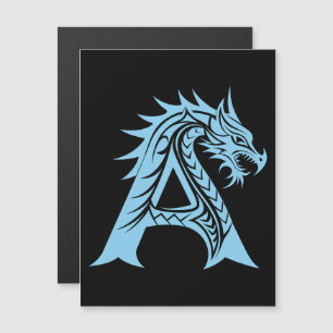 Invitación Magnética Letra A de estilo dragón, alfabeto de dragón, mono