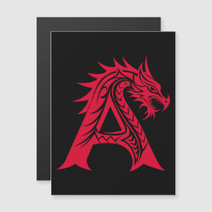 Invitación Magnética Letra A de estilo dragón, alfabeto de dragón, mono