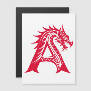 Invitación Magnética Letra A de estilo dragón, alfabeto de dragón, mono