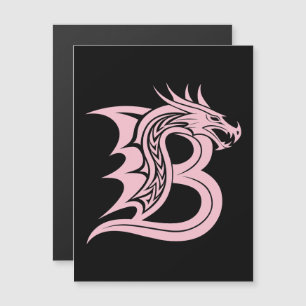 Invitación Magnética Letra B de estilo dragón, alfabeto de dragón, mono