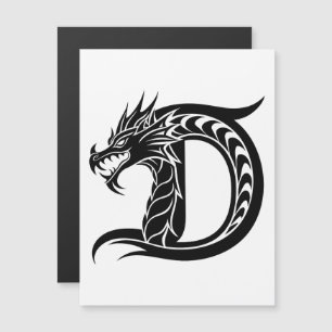 Invitación Magnética Letra D de estilo dragón, alfabeto de dragón, mono