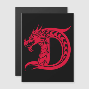 Invitación Magnética Letra D de estilo dragón, alfabeto de dragón, mono