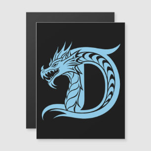 Invitación Magnética Letra D de estilo dragón, alfabeto de dragón, mono