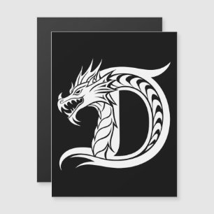 Invitación Magnética Letra D de estilo dragón, alfabeto de dragón, mono