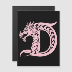 Invitación Magnética Letra D de estilo dragón, alfabeto de dragón, mono