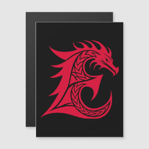 Invitación Magnética Letra E de estilo dragón, alfabeto de dragón, mono