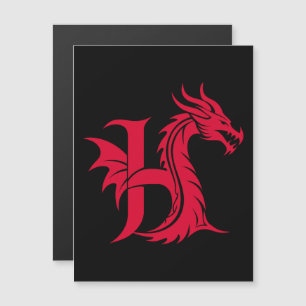 Invitación Magnética Letra H de estilo dragón, alfabeto de dragón, mono