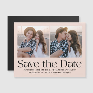 Invitación Magnética Letras vintage modernas de color rosa para foto de