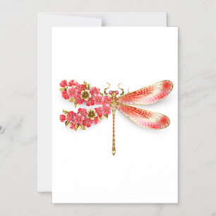Invitación Magnética Libélula de flor con sakura de joyería