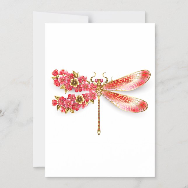 Invitación Magnética Libélula de flor con sakura de joyería (Anverso)