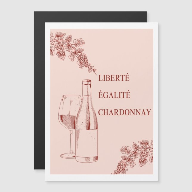 Invitación Magnética Liberté Égalité Chardonnay Funny Wine Ilustracion (Anverso/Reverso)