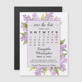 Invitación Magnética Lilacs & Calendar Lavender Wedding Save the Date