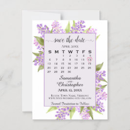 Invitación Magnética Lilacs & Calendar Lavender Wedding Save the Date