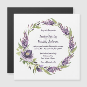 Invitación Magnética Lilacs púrpura y Boda de guirnaldas florales de Pe