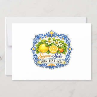 Invitación Magnética Limon Mediterráneo de Azulejo – Arte acuarela con