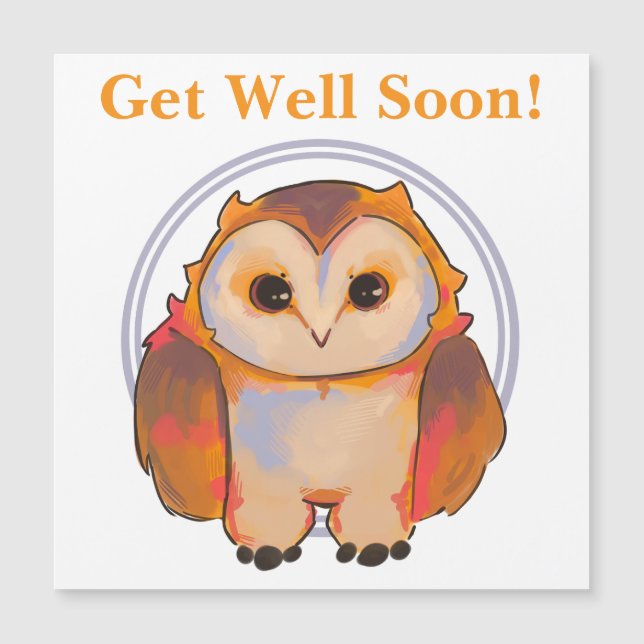 Invitación Magnética Little Owl, uiltje, get Well soon (Anverso)