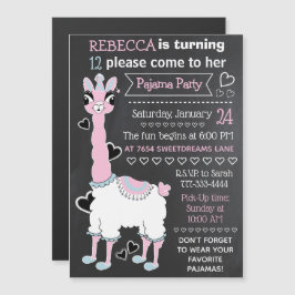 Invitación Magnética Llama Pajama Sleepover Chica Fiesta estilo pizarra