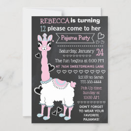 Invitación Magnética Llama Pajama Sleepover Chica Fiesta estilo pizarra