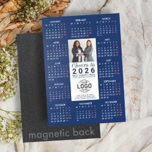 Invitación Magnética Logo Photo Info Blue Calendar 2026 Magnetic Card