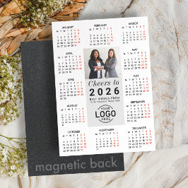 Invitación Magnética Logo Photo Modern Calendar 2026 Magnetic Card