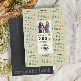 Invitación Magnética Logo Photo Sage Green Calendar 2026 Magnetic Card