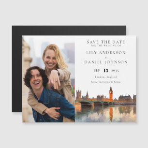 Invitación Magnética Londres Foto Boda Guardar La Fecha