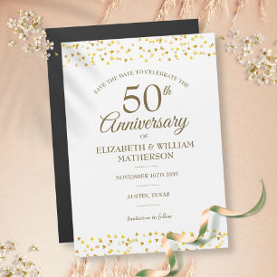 Invitación Magnética Los corazones dorados del 50 aniversario salvan la